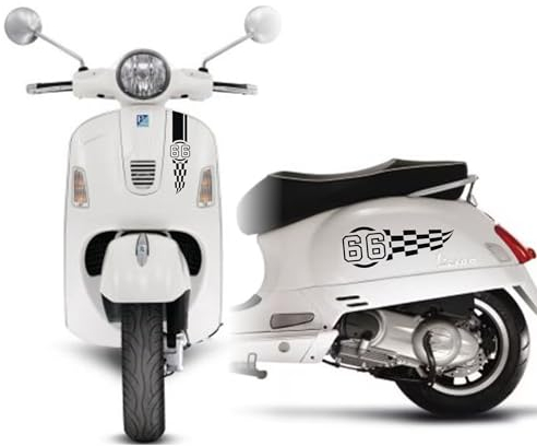 DualColorStampe Aufkleber kompatibel mit Piaggio Vespa GTS 300 Super GTV 300 GTV250 GTV125 Schachbrett N66 Code M0332 schwarz matt