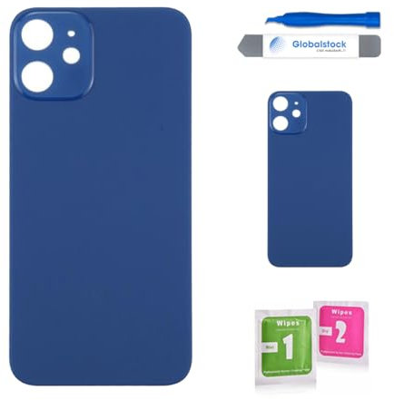Globalstock Vitre arrière de Cache Batterie pour iphone 12 Mini Remplacement - Coque Cache Batterie Compatible Bleu + adhésif et Kit Outils
