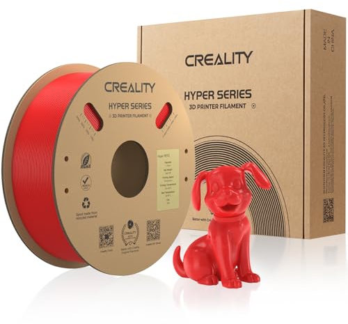 Creality Hyper PETG Filament 1,75 mm Hochgeschwindigkeit 50 – 600 mm/s, 3D-Druckerfilament Maßgenauigkeit +/- 0,02 mm, 1 kg Kartonspule (2,2 lbs), passend für die meisten FDM 3D Drucker - Rot