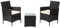 Nustone Rattan Garden Furniture Patio Bistro Set, 2 Chairs with Cushions and a Coffee Table, Perfect for Gardens, Cafes and Terraces (Black)
