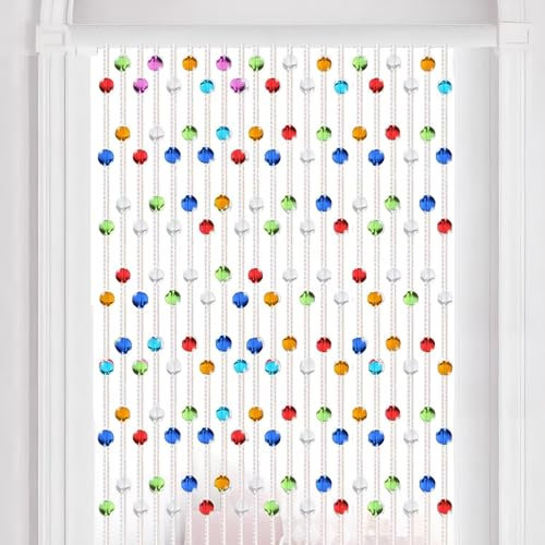 Eiauiuo Kristall Perlenvorhang Türvorhang aus Glas Perlen Fliegenvorhang Raumteiler Dekorativer Wassertropfen Fadenvorhang für Fenster Schlafzimmer Terrassentür Innen Vorhang(80x88cm(WxH)(21 Stränge))