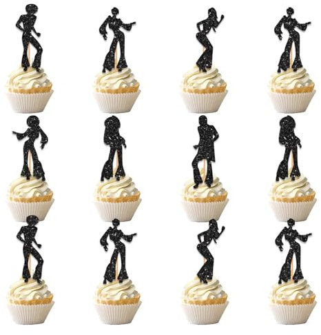 Disco Tortendeko, 36 Stück Disco Tanzen Cupcake Topper, 70er 80er Jahre Disco Kuchen Dekorationen, Disco Dancing Cake Toppers, für Disco Musik Theme Party Hippie Neon Rock Roll Geburtstagsfeier Deko