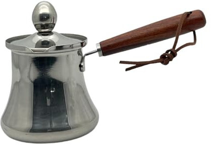 Sharplace Cafetière Turque en Acier Inoxydable avec Couvercle et poignée en Bois, Chauffe-Lait et Chauffe-Beurre pour café, Maison, Restaurant, 550ml