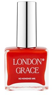 London Grace Nail Polish | Poppy 12ml | Red Long Lasting Vegan Eco-conscious Varnish | Quick Dry, Chip-Resistant, & No Nasties Formula