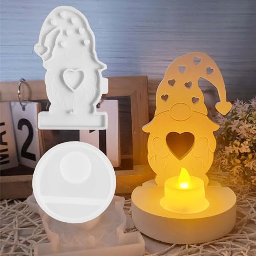 WISIRENT Silikonformen Gießformen Wichtel Ostern, Silikon Gießform Mit Herz, Kerzenhalter, Herzform, DIY 3D Wichtel