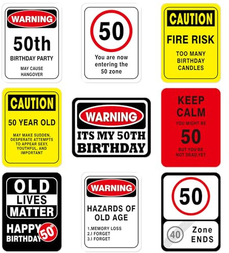 WERNNSAI 50th Birthday Decorations - 9PCS 50th Signs for Men Women 50 Years Old Party Decor 50 Birthday Banner Table Centerpieces Fun 50 Party Supplies Door Windows Yard Garden Poster
