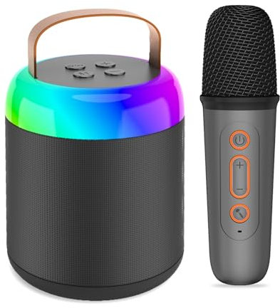 Micro Karaoke Enfants avec 2 Micro sans Fil, Micro Karaoke sans Fil Portables pour Filles avec Lumières De Fête LED Jouet Filles, Cadeau Anniversaire pour Enfants De 3 à 18 Ans (Noir)