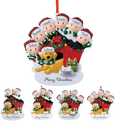 Personalisierter Weihnachtsschmuck mit Namen 2024 7er-Familie, personalisierter Weihnachtsschmuck mit Text, personalisierter Familienschmuck für Christbaumschmuck