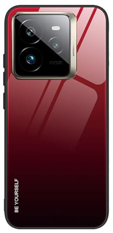 ILING Cover per Realme GT 7 Pro 5G, Ultra Sottile Elegante Colore Sfumato Vetro Temperato Hard Indietro Custodia, Morbido TPU Bumper Antiurto Silicone Cover Case (Rosso fuoco)