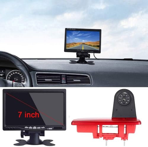 Transporter Van Bremsleuchte Kamera Rückfahrsystem im 3. Bremslicht mit Rückfahrkamera +7 LCD Monitor Ersetzen für FIAT Talento/Nissan NV300/Nissan Primaster/Traffic/Opel Vivaro/Vauxhall