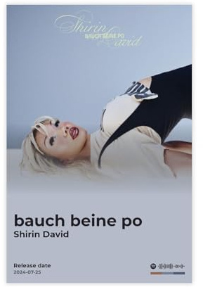 Shirin David-Poster, sexy Rapper-Sänger, Hip-Hop-Musik, Rap-Album, Bauchbeine, Po-Cover-Fans, Geschenk, Leinwand, Poster, Schlafzimmer, Dekoration, Landschaft, Büro, Raumdekoration, Geschenk, 20 x 30