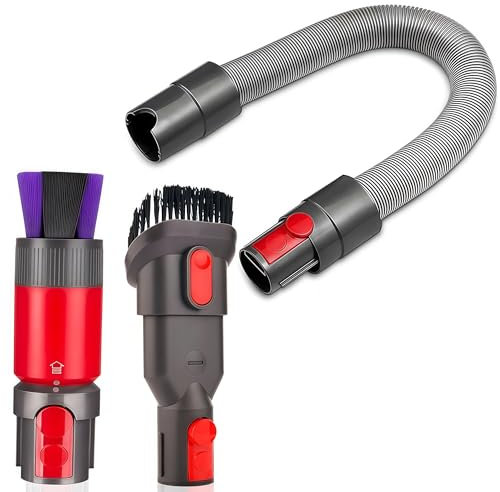 Dusting Brush + Flexible Extension Hose+Combi Brush Compatible with Dyson V15 V7 V8 V11 V10 Vacuum Cleaner,Bristle Dust,Removal Scratch-Free Dusting Brush,Replacement for V8 Cordless Vacuum Parts