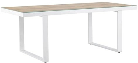 Paris Prix Table de Jardin en Verre Merlo 200cm Naturel & Blanc