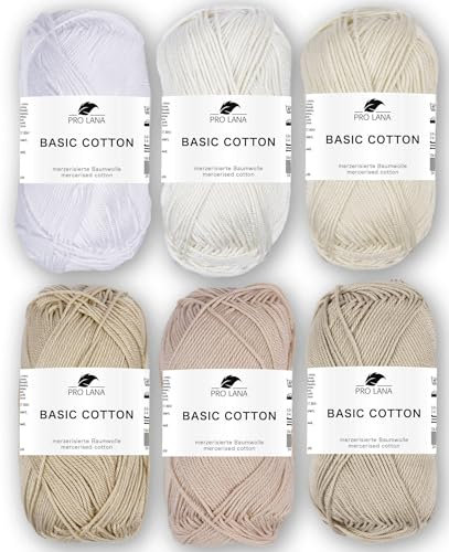 Mix Set - Pro Lana Basic Cotton - 100% Baumwolle 6x50g (Natur-Weiß Mix)