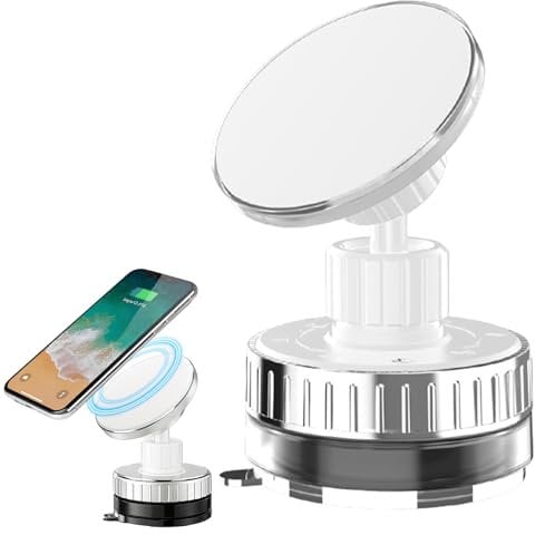 BAGUBDR Suction Cup Phone Holder,720° Suction Phone Holder Vacuum Suction Stand Foldable Retractable Car Holder Hands Free Holder Suitable For Car/Gym/Desks/Kitchens(White)