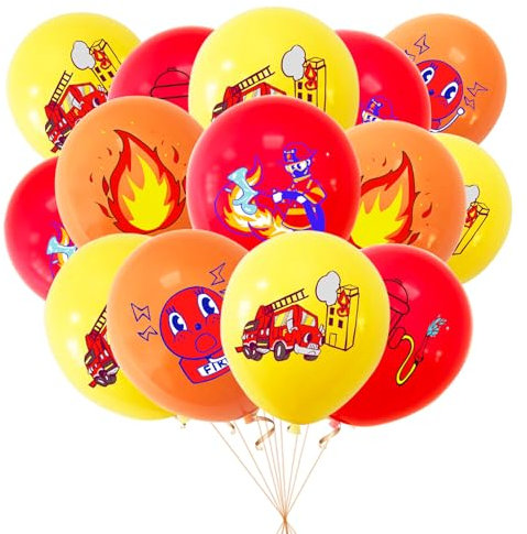 ParPix 15 Stk Feuerwehr Geburtstag Deko Luftballons, 12 Zoll Feuerwehr Deko Kindergeburtstag Ballon, Feuerwehrauto Latexballons, Luftballon Feuerwehr Kindergeburtstag, Feuerwehrauto Geburtstag Ballons
