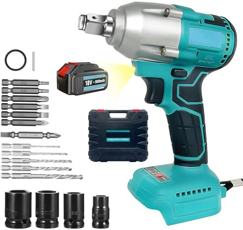 GIZCGIAL Akku Schlagschrauber 520Nm,1/2 Hohes Drehmoment Schlagschrauber mit 1x 5,5Ah Akku,für Auto und Hausgebrauch