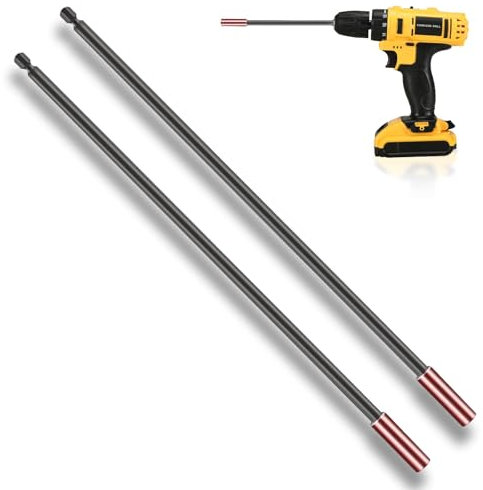 2Pcs Drill Bit Extension Holder, 12 inch 300mm Long Driver Extension Bit Holder Magnetic Impact Driver Bar Hand-Held Reach Screwdriver 1/4 Hex Shank Bit Holders for Screws Nuts Drill