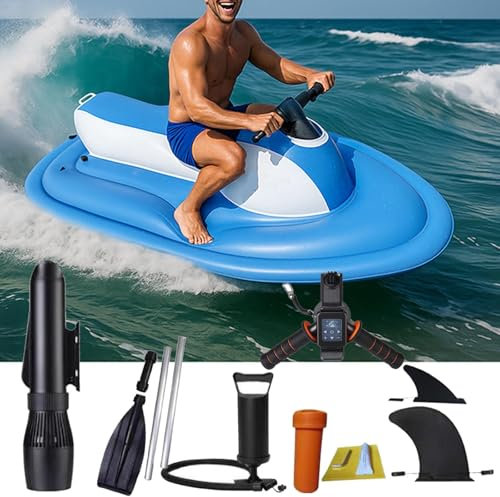 Faltbarer 2-In-1 Elektromotorboot Jetski Aufblasbares Boot &Unterwasser-Tauchscooter-BüRstenlosem 500w-Motor,10000mah-Akku FüR SchwimmausrüStung Zum Tauchen Meer FüR Erwachsene,Kinder ,White