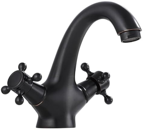CashMuch Robinet mitigeur vintage à double poignée pivotante pour évier de cuisine et salle de bain, construction en laiton avec finition brillante, chrome/doré/bronze/noir