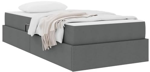 vidaXL Aufbewahrungsbett mit Matratze Dunkelgrau 90 x 190 cm Polyester