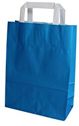 PGV Papiertragetaschen mit Flachhenkel 22 + 10 x 29 cm (50 Stück, BLAU)