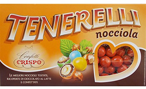 CONFETTI CRISPO TENERELLI NOCCIOLA CIOCCOLATO AL LATTE PRALINE ROSSE CONFEZIONE DA 1 KG. BOMBONIERE CONFETTATA LAUREA - 04418