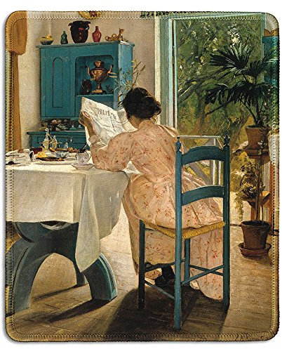 dealzEpic - Art Mauspad – Naturkautschuk-Mauspad mit berühmter Kunstmalerei beim Frühstück von Laurits Andersen Ring – genähte Kanten – 24,1 x 20,1 cm