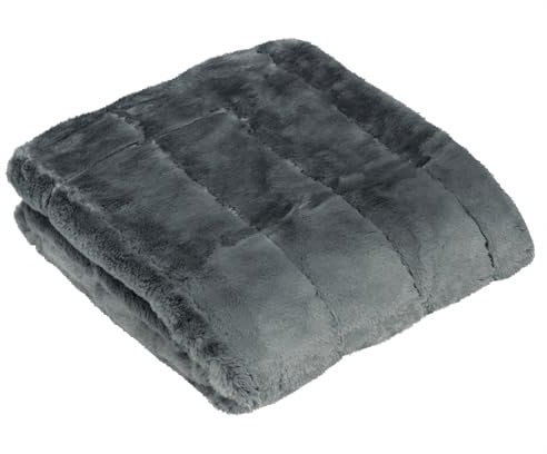Paoletti Empress Throw (Charcoal - 140x200cm) | Luxury Heavyweight Soft Faux Fur Elegant Minimalist Decorative Sofa Bed Blanket