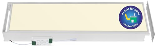 LECOM 2er Pack LED Panels - LED Deckenleuchte 120x30 Slim mit Rahmen 3000/4000K CRI 90 Deckenlampe Deckenbeleuchtung (Warmweiß (3000K) mit Aufbaurahmen)