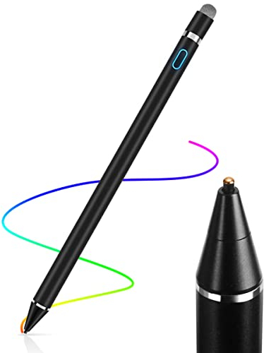 AICase Stylet Capacitif, 2 en 1 Stylus Stylet Stylo écran Tactile 1.45mm Haute Précision Stylus Capacitif Universel,Compatible avec Les Smartphones,tablettes,Apple iPhone/iPad,Noir
