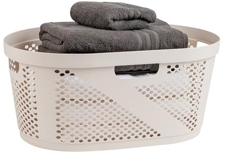 Mind Reader 40L Laundry Basket, Clothes Hamper Korbgeflecht, Kunststoff, 58,4 cm L x 37,8 cm B x 26,7 cm H, elfenbeinfarben, Einzelbett