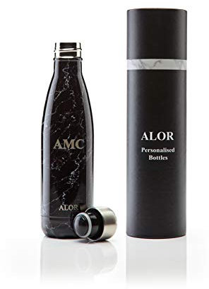 Black Marble Personalised Water Bottle