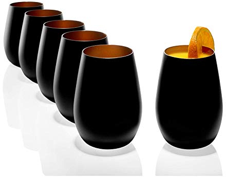 Stölzle Becher außen schwarz matt innen bronze 465 ml Saftglas, Wasserglas Becher spülmaschinenfest tolle Geschenkidee