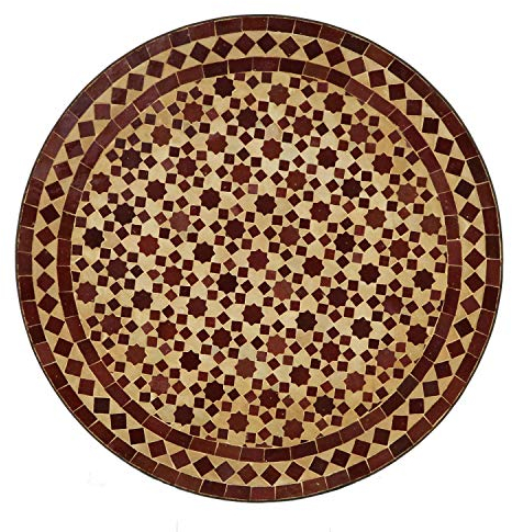 Casa Moro Mosaiktisch Rund – Gartentisch Balkontisch Terrassentisch | Fliesentisch Tisch Esstisch Ø 60 cm aus Marrakesch Marokko Bordeaux