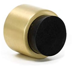 EVI Herrajes Wall Mounted Door Stop, Stainless Steel, Matte Brass-Black Rubber, 28x28mm