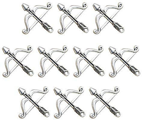 TENDYCOCO 20 stücke Legierung Pfeil und Bogen Anhänger Delicate Charms DIY Schmuckherstellung Zubehör für Halskette Armband (Antik Silber)