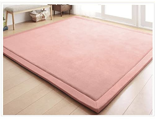 CASTLYE Kinderteppich Korallensamtteppich Teppiche Fürs Kinderzimmer Matten Teppich Anti Rutsch Unterlage Teppich Wohnzimmer, Rosenrot, 150x150cm