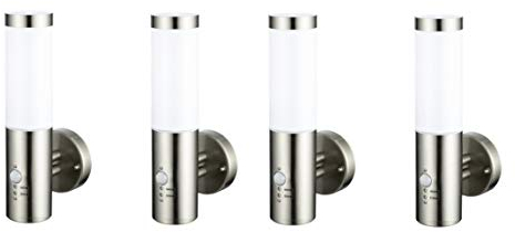 Dapo® Außen-Wandleuchte Montana Edelstahl Kunststoffglas Fassung E27 Außenwand-Treppen-Balkon-Terrassenbeleuchtung (4-er Set)