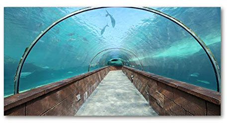 Tulup Glas-Bild Wandbild aus Glas - Wandkunst - Wandbild hinter gehärtetem Sicherheitsglas - Dekorative Wand für Küche & Wohnzimmer 120x60 - Sehenswürdigkeiten & Architektur - Aquarium - Blau