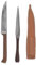 Mittelalter Essbesteck aus Edelstahl inkl. Lederetui, ca. 18 cm, Holzgriffe