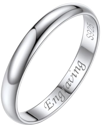 Silvora Stapelbarer Schmaler Ring für Damen Herren mit Gravur 925 Silber Konvexer Fingerring 2mm breit Schlichter Vorsteckring Memoire Hochzeitsring in Silber Ringgröße 52(16.5)