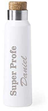 Curia Grabador Botella de Agua con Nombre. Bidón de Acero Inoxidable Personalizado con el Texto Que Quieras. Regalo para Profesores. Botellas para Gimnasio. 770ml