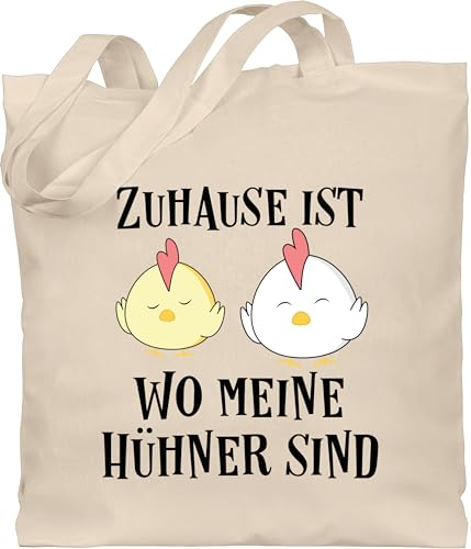 Baumwolltasche - Statement Sprüche Kinder - Zuhause ist wo meine Hühner sind schwarz - Unisize - Naturweiß - beutel+mit+sprüchen+lustig spruch huhn beutel taschen mit witzigen sprüchen sprueche
