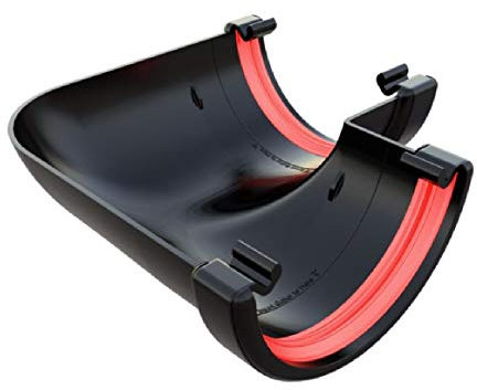 Black Round Gutter 90 Degree Angle Joint, Freeflow 112mm Rain Water Systems