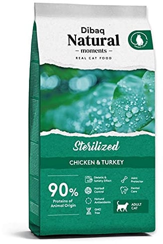 Dibaq Natural Moments: Huhn und Truthahnfutter für sterilisierte Katzen | 100 % natürliche Inhaltsstoffe | 2 kg