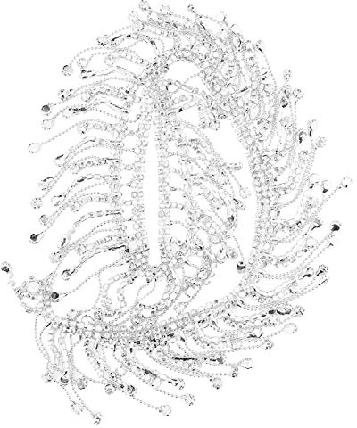 Strass Quaste Kette Dekoration, Strass Quaste Kette Fransen Braut Applique Trim Kristall Kleidung Tasche Dekoration(Silber)
