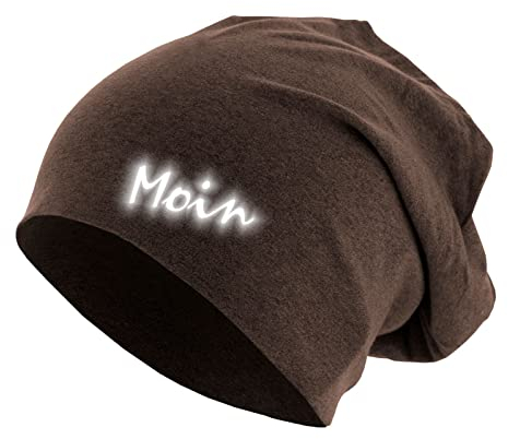 Stylischer Jersey Beanie aus Baumwolle mit reflektierendem Moin Druck – Perfekt für Nordlichter, ideal für Freizeit und Sport, Unisex, vielseitig tragbar Heather Brown OneSize (M/L)