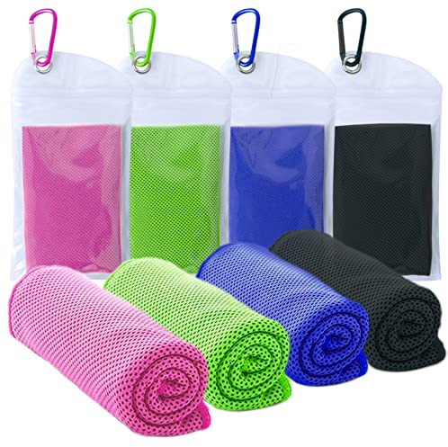 SZELAM Kühlendes Handtuch,EIS-Handtuch,4 Packungen weiches, atmungsaktives,kühles Handtuch,Mikrofaser-Handtuch für Yoga, Fitnessstudio,Training,Sport,Fitness,Laufen,Camping,Wandern(40 x 12)