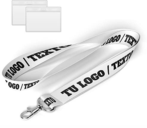 Lanyard PERSONALIZADO con logotipo y texto. Con cierre de seguridad. Colgantes tarjetas identificación, colgante llaves, colgante acreditaciones. Impresión 2 caras. (1, Sin cierre)